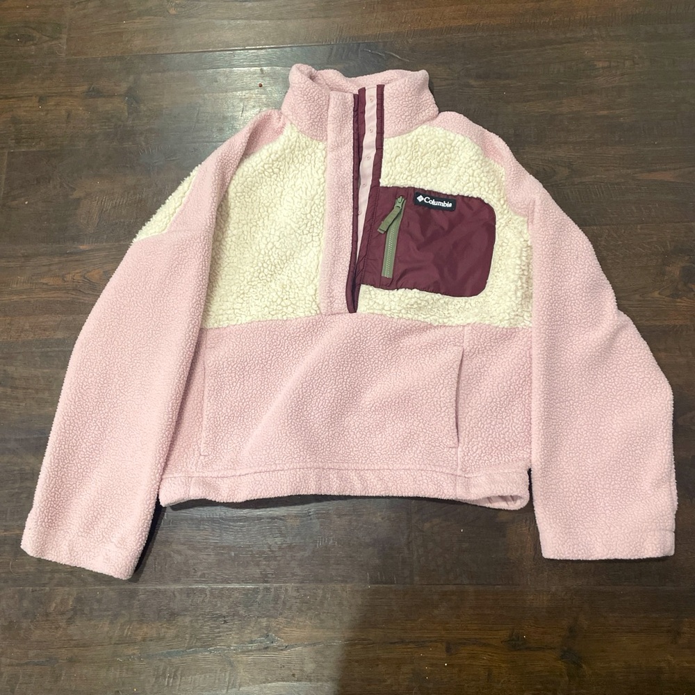 Columbia Kids Pink and Cream Fleece Puffer Jacket